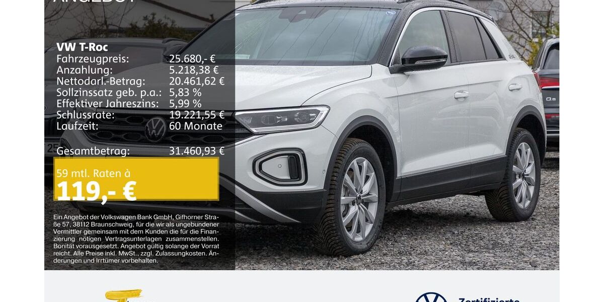 VW T-Roc 13.369 km 25.280 &euro; Oberhausen 46047