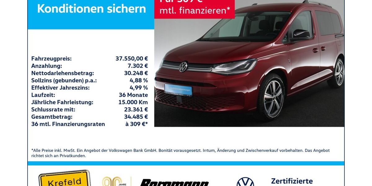 VW Caddy 8.818 km 37.550 &euro; Krefeld 47803